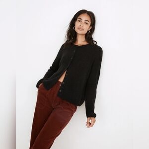 Madewell Bellaire Cardigan Sweater Black Alpaca Blend | Size S